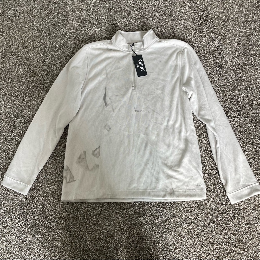 RHONE Men's Commuter 1/4 Zip Sweater Size L In Stone